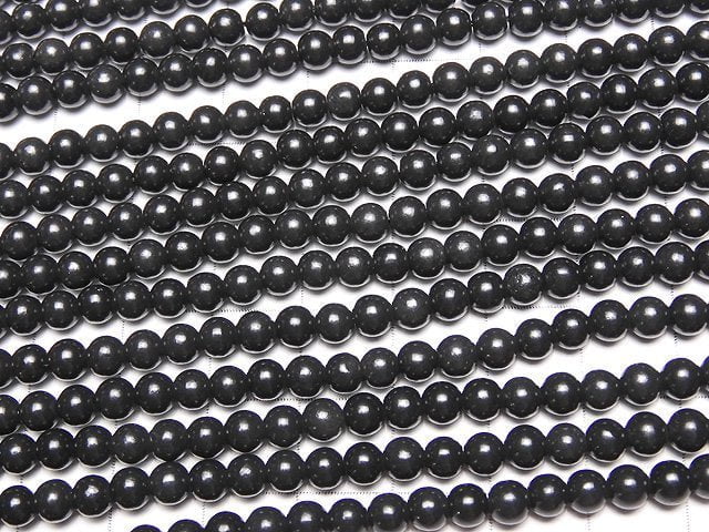 Russland Schungit AAA Runde 4mm 1Strang Perlen (ca. 15 Zoll / 38 cm)