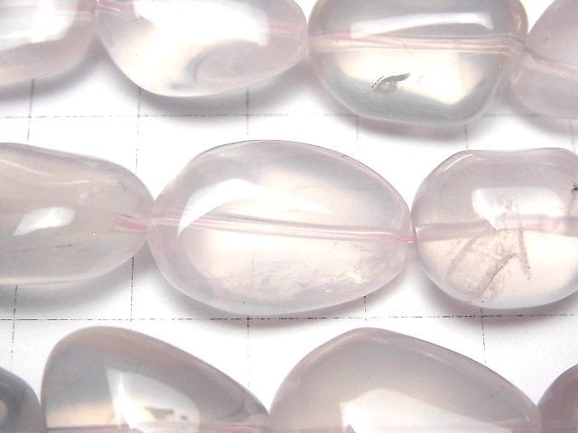 粉晶 AA++ 橢圓珠 1串 (約15英吋/37公分)