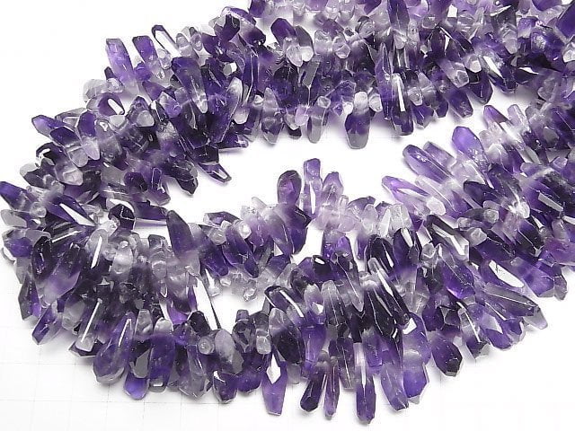 Gestreifter Amethyst AA++ Facettiert Nugget Oben Durchbohrtes Loch halb oder 1Strang Perlen (ca. 15 Zoll / 37 cm)