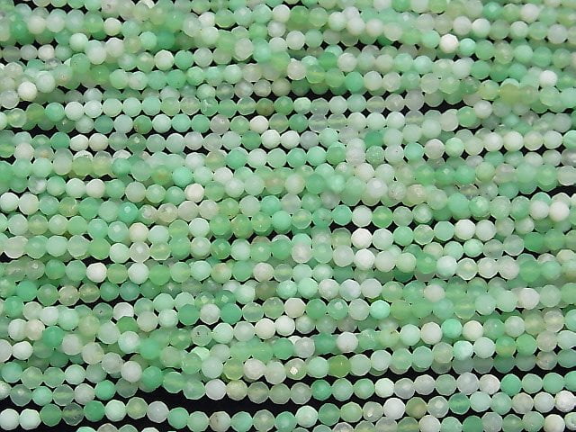 High Quality! Chrysoprase AA+ Faceted Round 3mm 1strand beads (aprx.15inch/38cm)