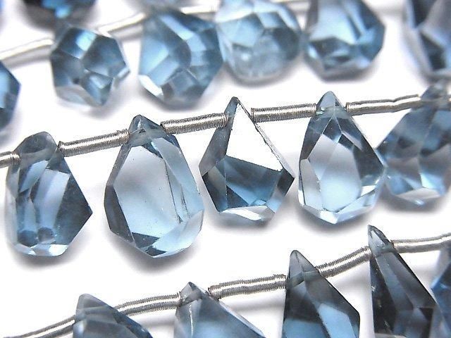 倫敦藍托帕石 AAA 級梨形刻面水滴半串或 1 串(14 顆)