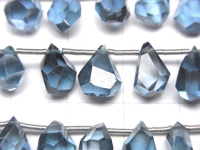 倫敦藍托帕石 AAA 級梨形刻面水滴半串或 1 串(14 顆)