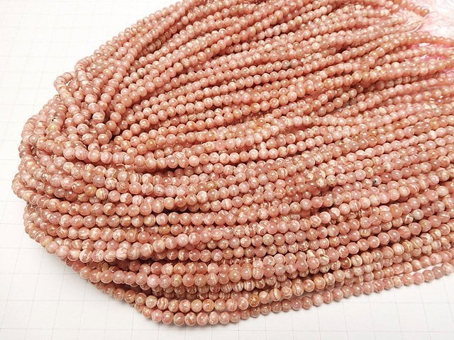 Argentinischer Rhodochrosit AA++ Rund 4mm 1strang Perlen (ca. 15 Zoll / 38 cm)