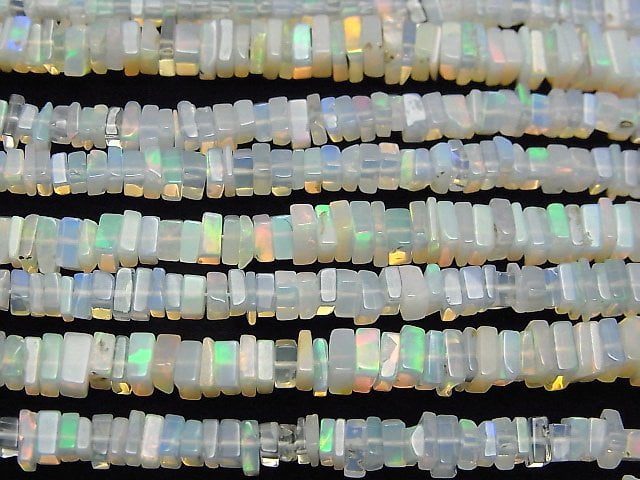 Ethiopia Opal AA+ Square Rondelle (Disc) half or 1strand beads (aprx.8inch/20cm)