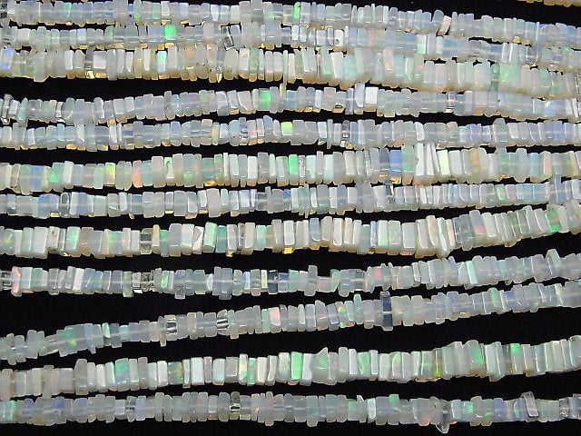 Ethiopia Opal AA+ Square Rondelle (Disc) half or 1strand beads (aprx.8inch/20cm)