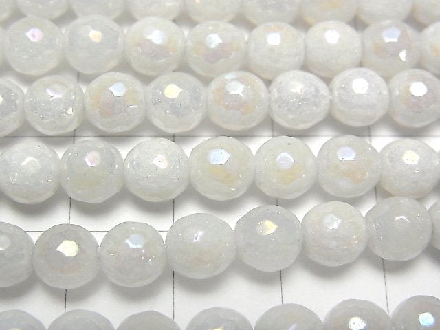 白玉128切面圓珠 6毫米 塗層 1串珠子 (約15英吋/36公分)