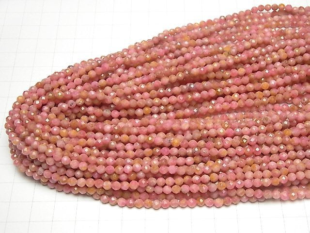 Hochwertig! Rhodonit AA++ Facettierte Runde 4mm 1Strang Perlen (ca. 15 Zoll / 37 cm)