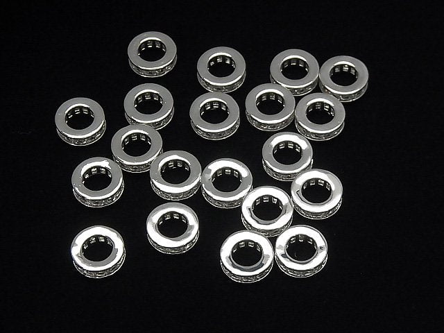 Metallteile Rondelle 10.5x10.5x3.5mm Silber (mit CZ) 2Stück