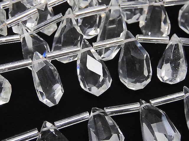 Crystal Quartz, Drop, Faceted Briolette Gemstone Beads