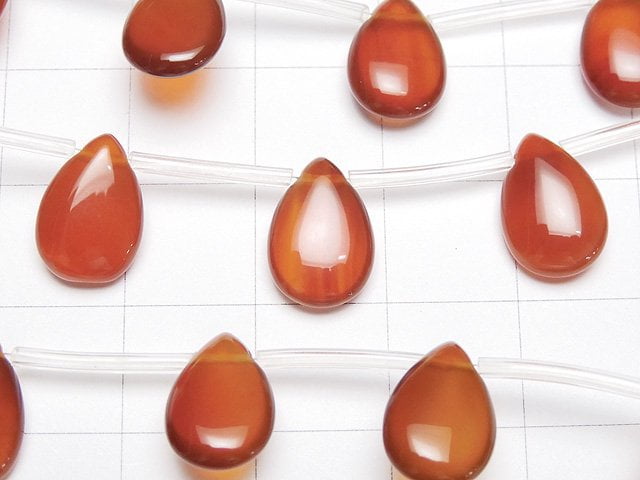 一串紅玉髓 AAA 梨形(光滑)12x8mm 半串或一串珠子(約14英吋/35公分)