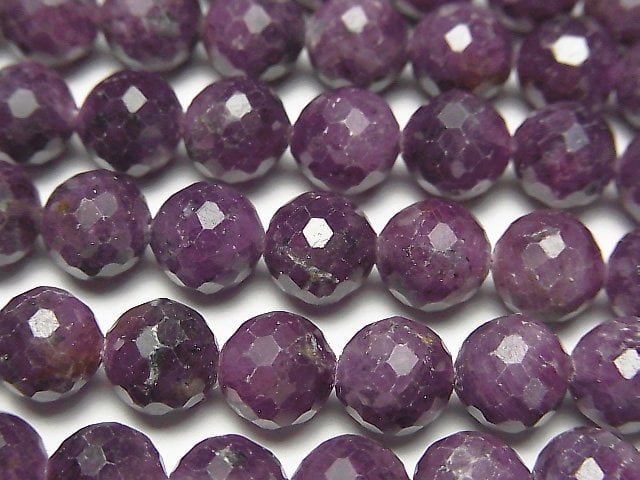 高品質!紫色剛玉 AA+ 128切面圓珠 7mm 半串或一串(約15英吋/36公分)