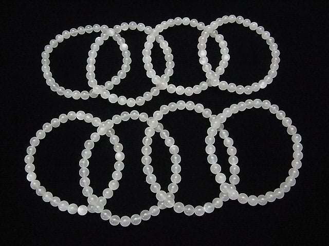 Weißer Mondstein AAA- Runde 6mm Armband