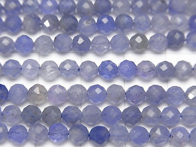 高品質!坦桑石 AA++ 切面圓珠 4mm 半串或 1 串珠子 (約 15 英寸 / 37 公分)
