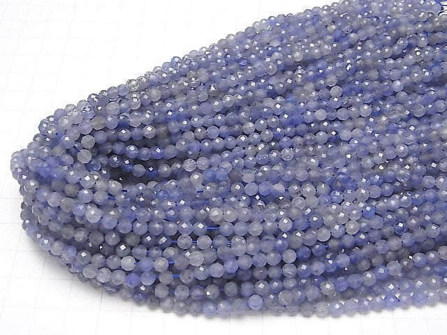 Hochwertig! Tansanit AA++ Facettiert Rund 4mm halb oder 1Strang Perlen (ca. 15 Zoll / 37 cm)