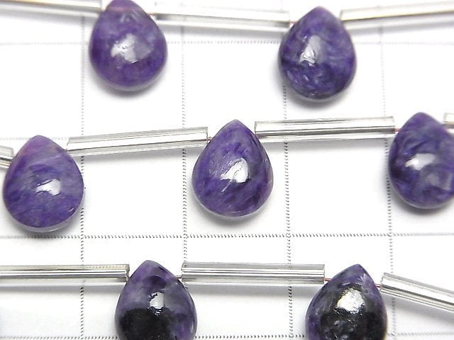 紫龍晶 AAA- 梨形 (平滑) 10x8mm 半串或一串珠 (8顆)