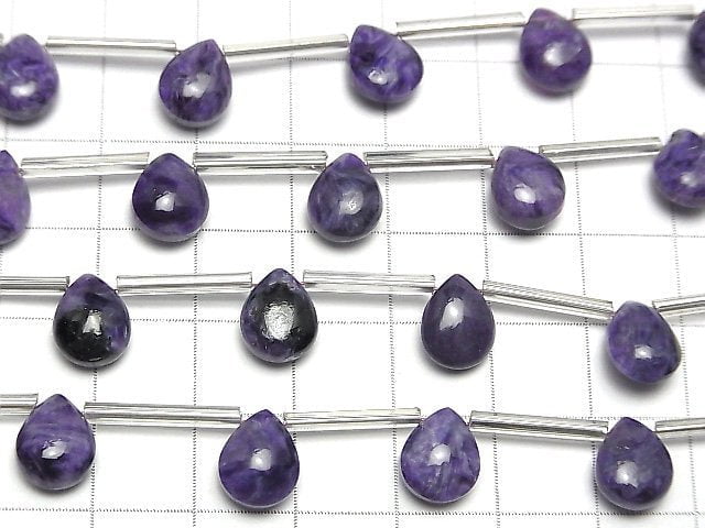 Charoit AAA- Tropfenform (glatt) 10x8mm halbe oder 1Strang Perlen (8 Stück)