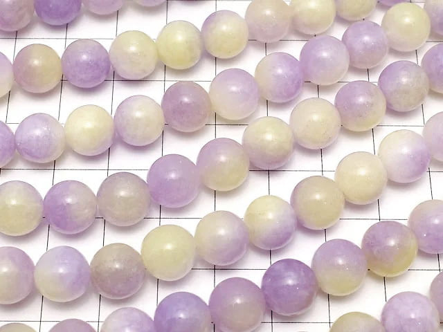 Purple & Yellow Jade Round 10mm 1strand beads (aprx.15inch/36cm)