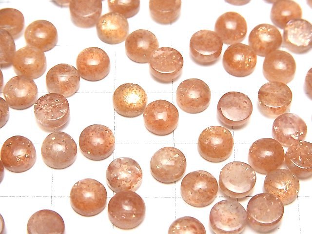 Hochwertiger Sonnenstein AA++ Rund Cabochon 6x6mm 5 Stück