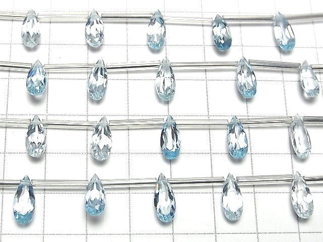 Hochwertiger Himmelblauer Topas AAA Birnenform facettiert 12x5mm halb oder 1strang Perlen (8Stück)