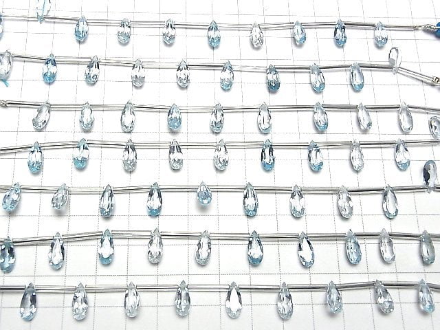 Hochwertiger Himmelblauer Topas AAA Birnenform facettiert 12x5mm halb oder 1strang Perlen (8Stück)