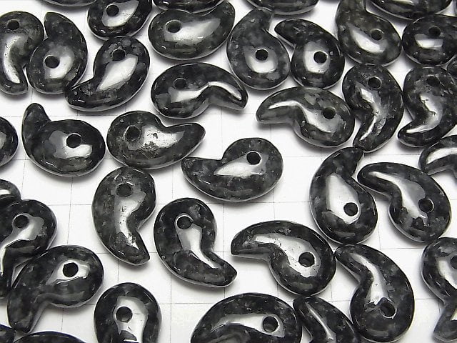 Schwarzer Jadeit AA++ Komma-förmige Perle 20x13mm 1 Stück
