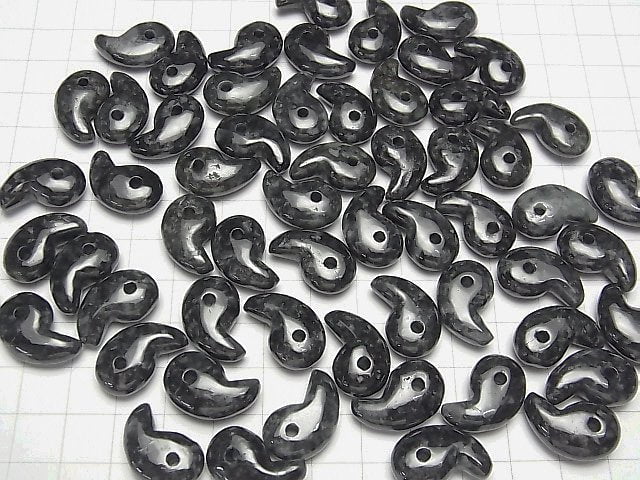 Schwarzer Jadeit AA++ Komma-förmige Perle 20x13mm 1 Stück