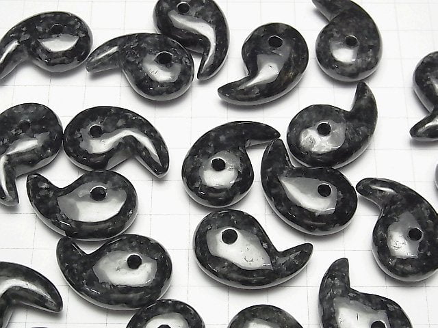 Schwarzer Jadeit AA++ Komma-förmige Perle 30x20mm 1 Stück