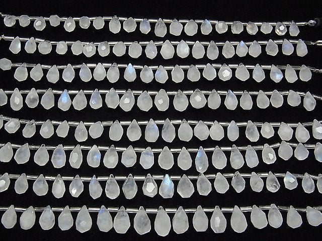 Regenbogen-Mondstein AA++ Grob Tropfen facettierte Briolette halb oder 1 Strang Perlen (ca. 5 Zoll / 13 cm)