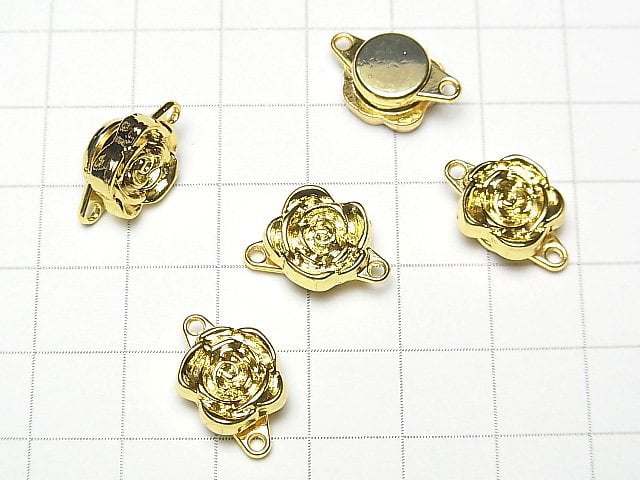 Metallteile Magnetverschluss mit Sprungring 17x11mm Blume Goldfarbe 1 Paar