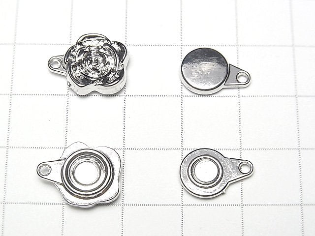 Metallteile Magnetverschluss mit Sprungring 17x11mm Blume Silberfarbe 1 Paar