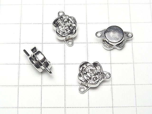Metallteile Magnetverschluss mit Sprungring 17x11mm Blume Silberfarbe 1 Paar