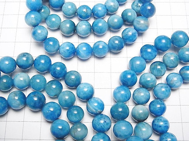 Madagaskar Blauer Apatit AA+ Rund 10mm Armband