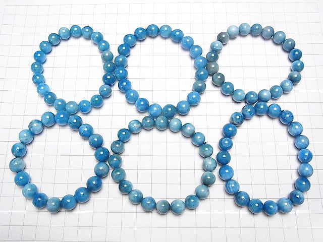 Madagaskar Blauer Apatit AA+ Rund 10mm Armband