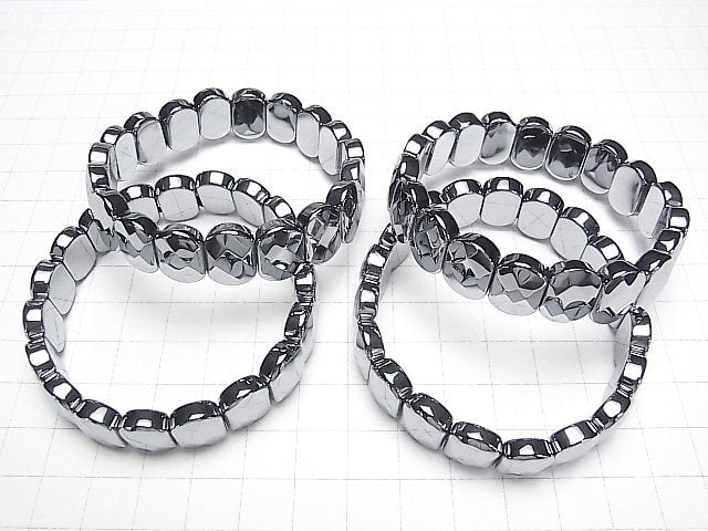 Terahertz 2 Löcher Facettiert Rechteck 14x10x5mm Armband