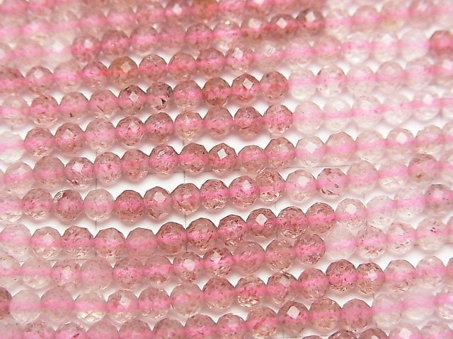 高品質! 粉紅色符山石 AA++ 切面圓珠 3-3.5毫米 1串(約15英吋/38公分)