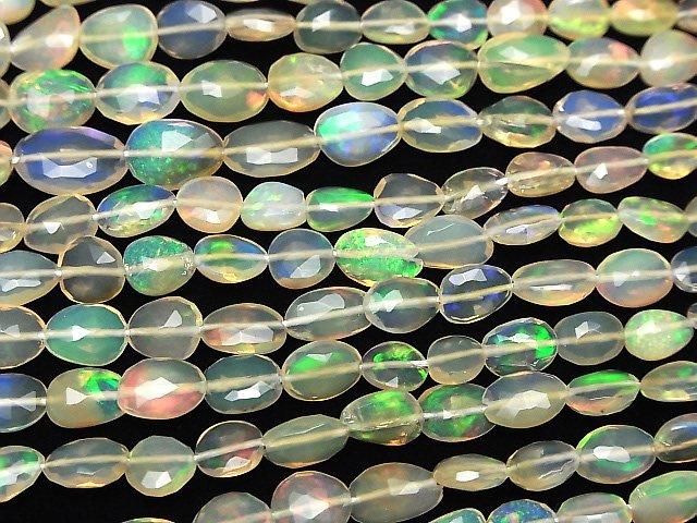 Hochwertig! Äthiopischer Opal AAA- flach facettierter Nugget halb oder 1strang Perlen (ca. 15 Zoll / 38 cm)
