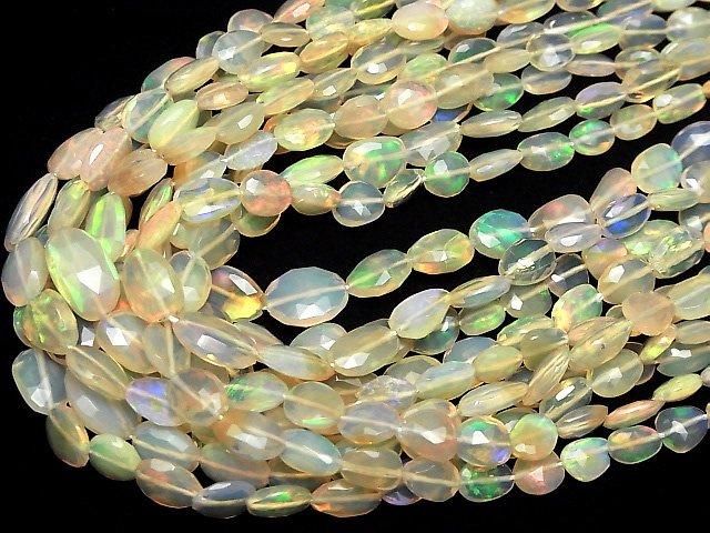 Hochwertig! Äthiopischer Opal AAA- flach facettierter Nugget halb oder 1strang Perlen (ca. 15 Zoll / 38 cm)
