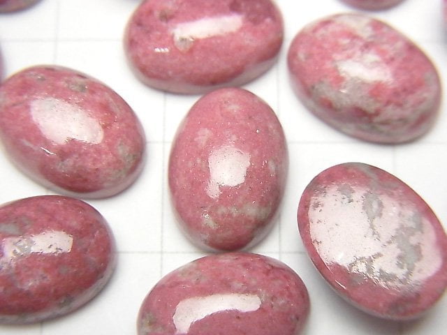 挪威玫瑰石(Thulite) 橢圓素面蛋面 14x10公釐 2顆