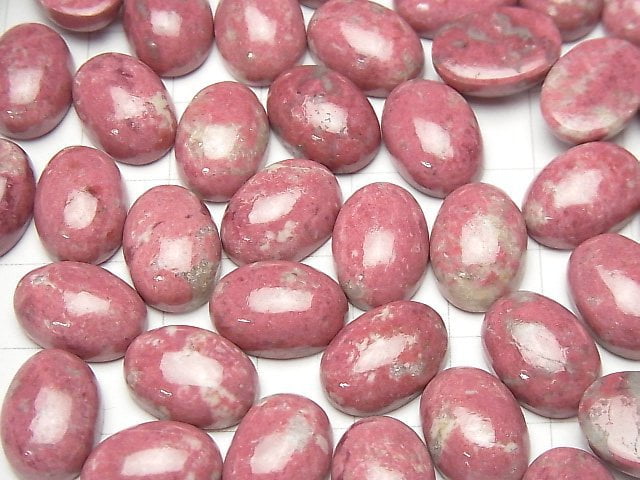 Norwegischer Thulit Oval Cabochon 14x10mm 2 Stück