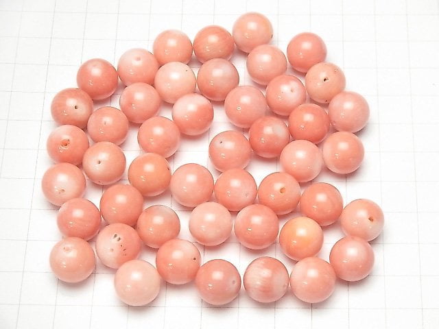 Rosa Orange Koralle (gefärbt) Halbohrung Rund 12mm 2Stück