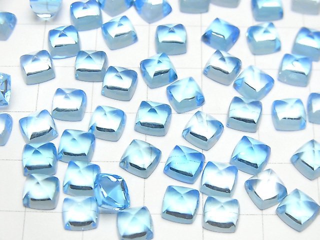 Hochwertiger Schweizer blauer Topas AAA Zuckerlaibschliff 6x6mm 1Stück