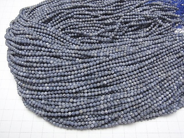 Hochwertig! Blauer Schwammkoralle facettierte Rund 3mm 1Strang Perlen (ca. 15 Zoll / 36 cm)