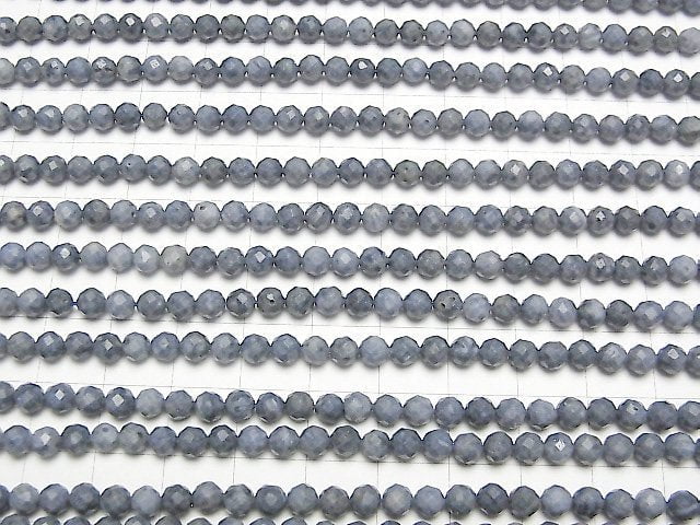 Hochwertig! Blauer Schwammkoralle facettierte Rund 4mm 1Strang Perlen (ca. 15 Zoll / 36 cm)