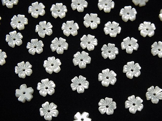 Hochwertige weiße Muschel AAA Blume 6mm Zentrum Loch 4 Stück