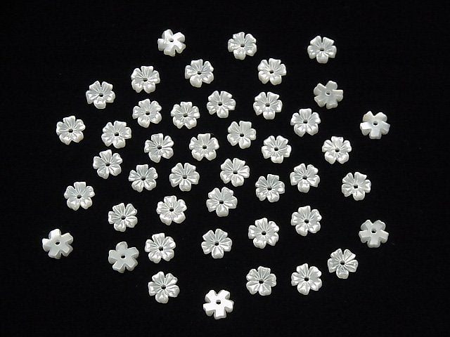 Hochwertige weiße Muschel AAA Blume 6mm Zentrum Loch 4 Stück