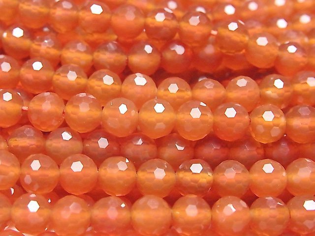 高品質!紅玉髓 AAA 128切面圓珠 6mm 1串 (約15英吋/37公分)