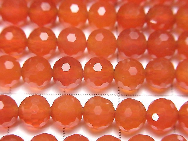 高品質!紅玉髓 AAA 128切面圓珠 6mm 1串 (約15英吋/37公分)
