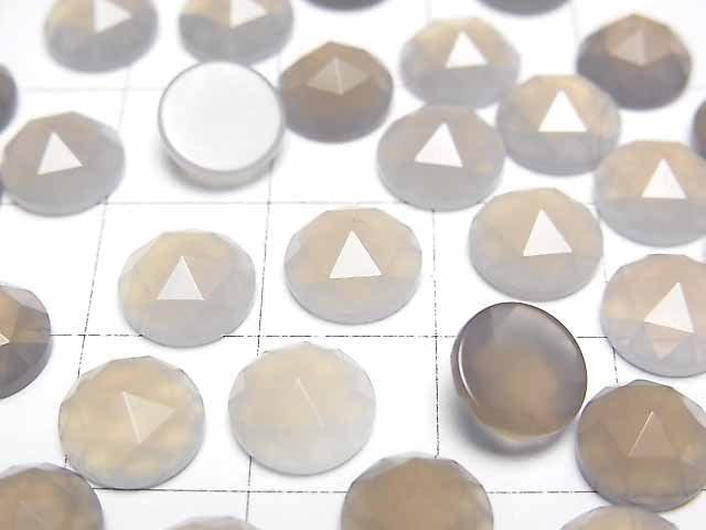 灰色縞瑪瑙圓形玫瑰式切割 8x8mm 5顆