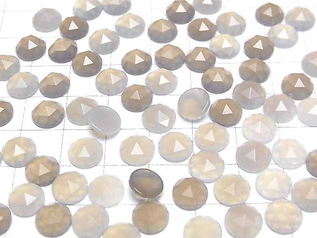 Grauer Onyx Rund Rosenschliff 8x8mm 5 Stück