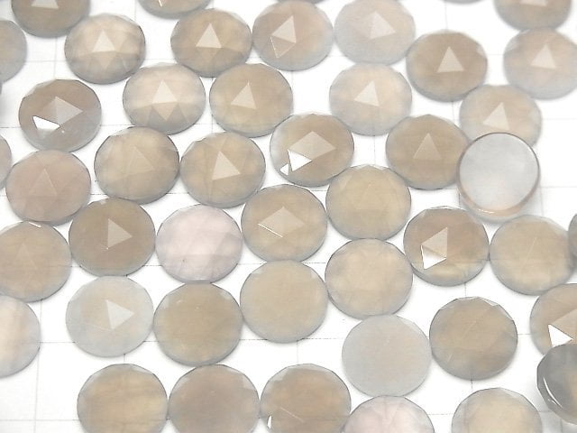 Grauer Onyx Rund Rosenschliff 10x10mm 5 Stück